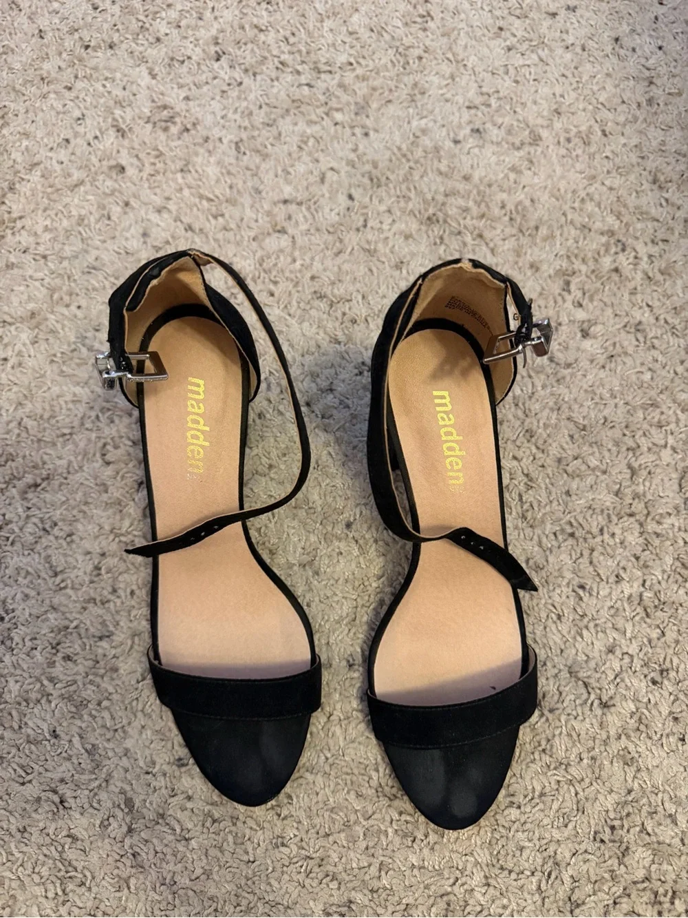Madden Girl Black Open-Toe Ankle-Strap Heels